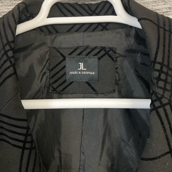 JL Women’s Black Blazer Long Sleeve One Button Black Plaid Lines Suit Jacket - Picture 4 of 5